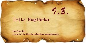 Iritz Boglárka névjegykártya